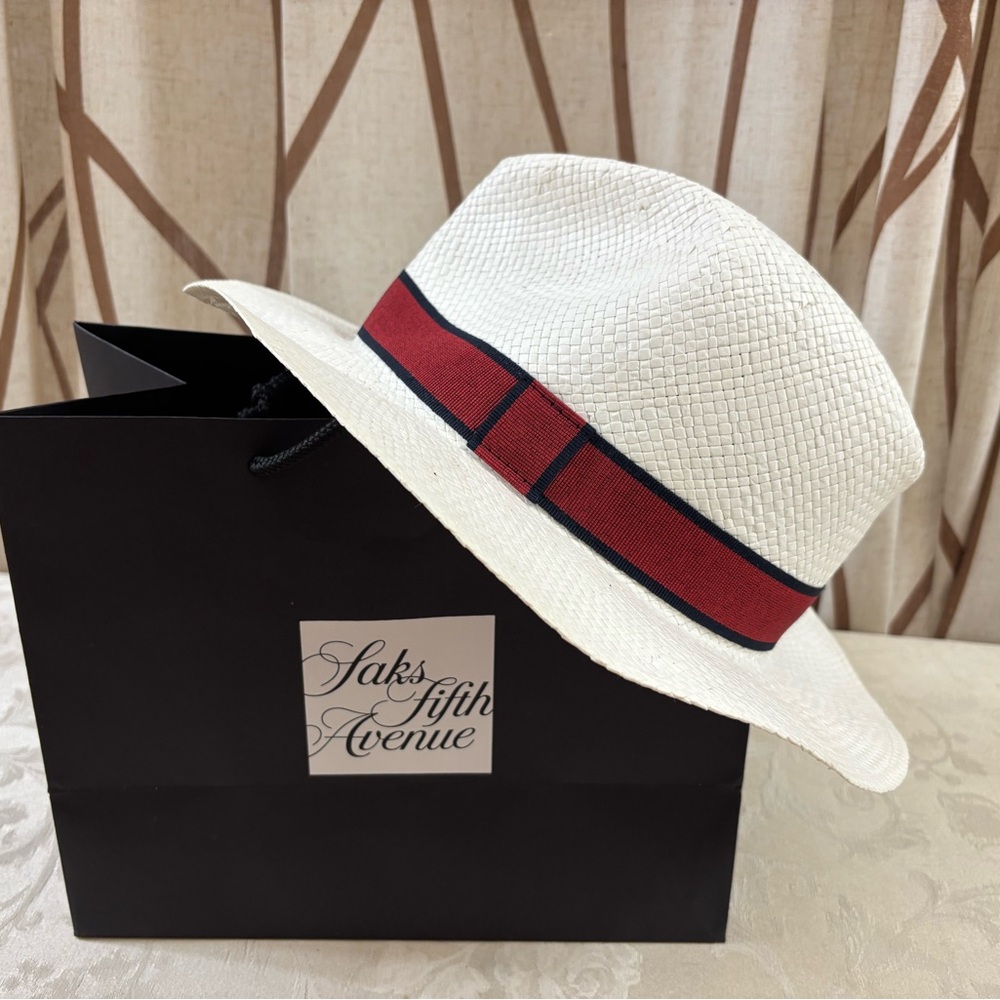 🆕 Saks Fifth Avenue Straw Hat, Made in Italy🇮🇹👒 - Picture 1 of 6